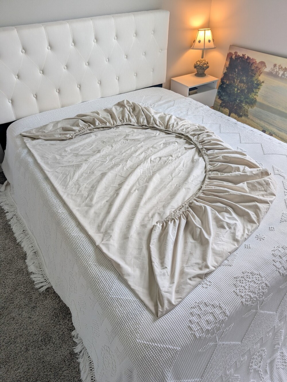 Croft & Barrow Cream King Fitted Sheet Size 78"X80" Bed Size